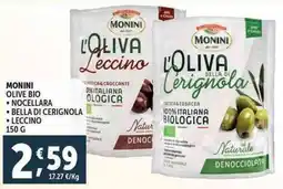 Deco Supermercati Monini olive bio nocellara,bella di cerignola, leccino offerta