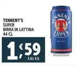 Deco Supermercati Tennent's super birra in lattina offerta