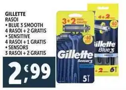 Deco Supermercati Gillette rasoi blue 3 smooth 4 rasoi offerta