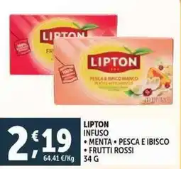 Deco Supermercati Lipton infuso menta, pesca e ibisco, frutti rossi offerta
