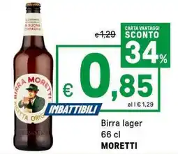 Iper La Grande Birra lager MORETTI offerta