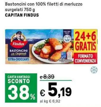 Iper La Grande Bastoncini con 100% filetti di merluzzo surgelati CAPITAN FINDUS offerta