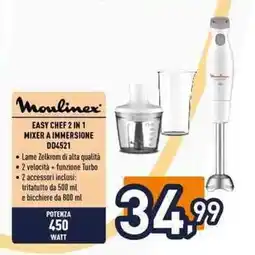 Iper La Grande Moulinex EASY CHEF 2 IN 1 MIXER A IMMERSIONE DD4521 offerta