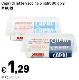 Iper La Grande Capri di latte vaccino o light MAURI offerta