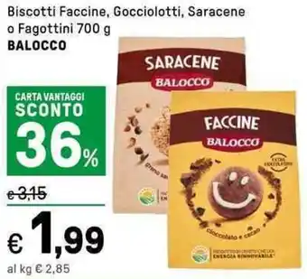 Iper La Grande Biscotti Faccine, Gocciolotti, Saracene o Fagottini BALOCCO offerta