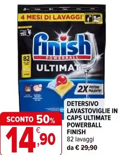 Iperal Detersivo lavastoviglie in caps ultimate powerball FINISH offerta