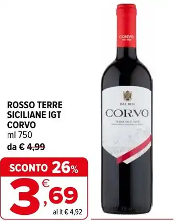Iperal Rosso terre siciliane IGT CORVO offerta