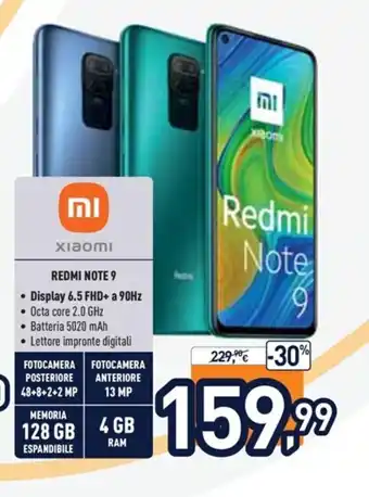 Unieuro Mi Xiaomi Redmi Note9 offerta