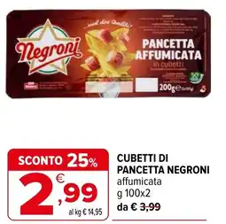 Iperal Cubetti di pancetta NEGRONI offerta