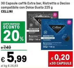 Iper La Grande 30 Capsule caffè Extra bar, Ristretto o Deciso compatibile con Dolce Gusto CELLINI offerta