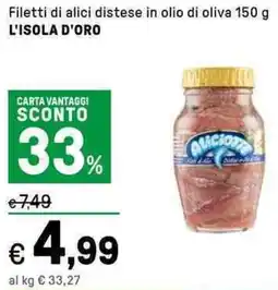 Iper La Grande Filetti di alici distese in olio di oliva L'ISOLA D'ORO offerta