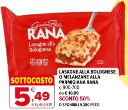 Iperal Lasagne alla bolognese o melanzane alla PARMIGIANA RANA offerta