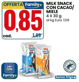 Eurospin Milk snack con cacao/ miele offerta