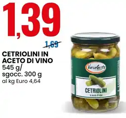 Eurospin VariaGusto cetriolini in aceto di vino offerta