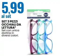 Eurospin Set 3 pezzi occhiali da lettura offerta