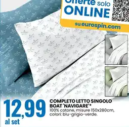 Eurospin Completo letto singolo boat 'navigare' offerta