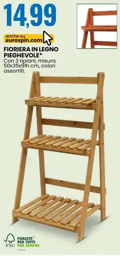 Eurospin Fioriera in legno pieghevole offerta