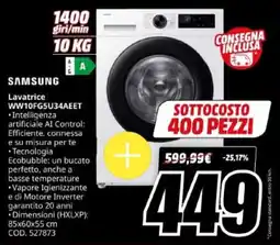 MediaWorld SAMSUNG Lavatrice WW10FG5U34AEET offerta