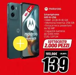 MediaWorld motorola Smartphone G05+256 offerta