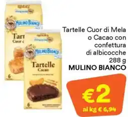 Unes Tartelle Cuor di Mela o Cacao con confettura di albicocche MULINO BIANCO offerta