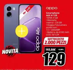 MediaWorld oppo Smartphone A6X 4+128 offerta