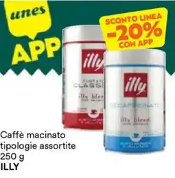Unes Caffè macinato tipologie ILLY offerta