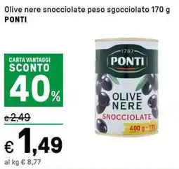 Iper La Grande Olive nere snocciolate peso sgocciolato PONTI offerta