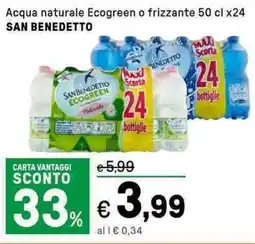 Iper La Grande Acqua naturale Ecogreen o frizzante SAN BENEDETTO offerta