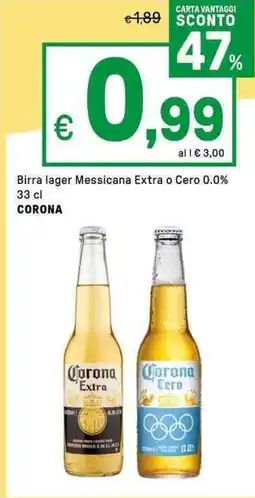 Iper La Grande Birra lager Messicana Extra o Cero 0.0% CORONA offerta