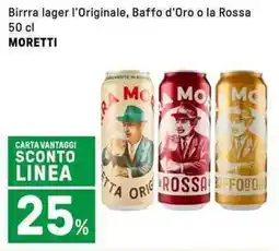 Iper La Grande Birrra lager l'Originale, Baffo d'Oro o la Rossa MORETTI offerta