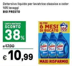 Iper La Grande Detersivo liquido per lavatrice classico o color BIO PRESTO offerta