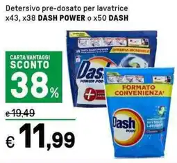 Iper La Grande Detersivo pre-dosato per lavatrice ×43, x38 DASH POWER o x50 DASH offerta