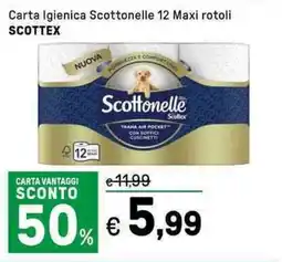 Iper La Grande Carta Igienica Scottonelle 12 Maxi rotoli SCOTTEX offerta