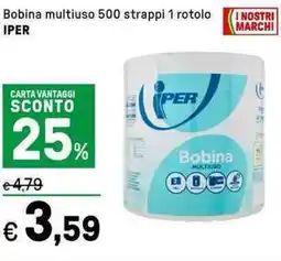 Iper La Grande Bobina multiuso 500 strappi 1 rotolo IPER offerta