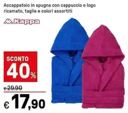 Iper La Grande Accappatoio in spugna con cappuccio e logo ricamato, taglie e Kappa offerta