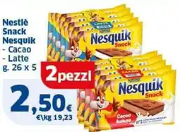 Sigma Nestlè Snack Nesquik - Cacao - Latte 2 pezzi offerta