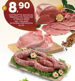 Extra Supermercati Costoletta/salsiccia/ prosciutto/tracchie di maiale nero 100% italiano di filiera certificata offerta