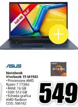 MediaWorld ASUS Notebook Vivobook 15 M1502 offerta