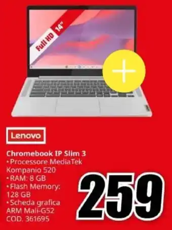 MediaWorld Lenovo Chromebook IP Slim 3 offerta