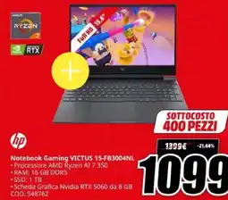 MediaWorld hp Notebook Gaming VICTUS 15-FB3004NL offerta