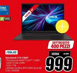 MediaWorld ASUS Notebook V16 V3607 offerta