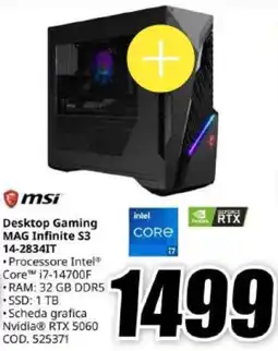 MediaWorld msi Desktop Gaming MAG Infinite S3 14-2834IT offerta