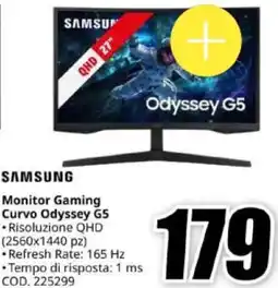 MediaWorld SAMSUNG Monitor Gaming Curvo Odyssey G5 offerta