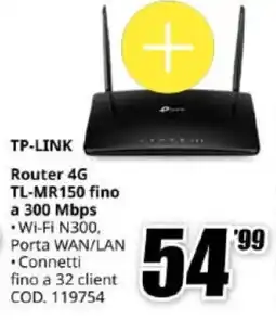 MediaWorld TP-LINK Router 4G TL-MR150 fino a 300 Mbps offerta