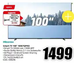 MediaWorld Hisense Smart TV 100" 100E7QPRO offerta