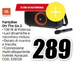 MediaWorld JBL PartyBox On The Go 2 offerta