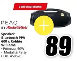 MediaWorld PEAQ Speaker Bluetooth PPA 600 x Robbie Williams offerta