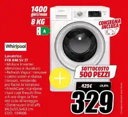 MediaWorld Whirlpool Lavatrice FFB 846 SV IT offerta