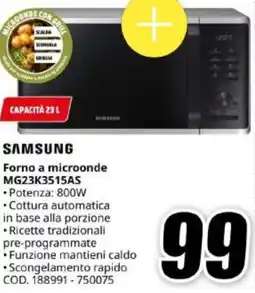 MediaWorld SAMSUNG Forno a microonde MG23K3515AS offerta