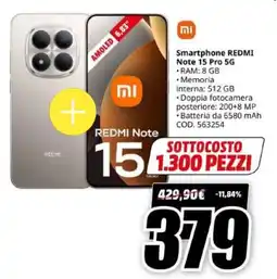 MediaWorld Xiaomi Smartphone Redmi Note 15 Pro 5G offerta